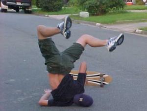 This image comes from a discussion about the need for helmets at http://www.silverfishlongboarding.com, a forum for "everything longboarding."